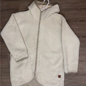 Royal Robbins Cream Sherpa Hooded Puffer Jacket